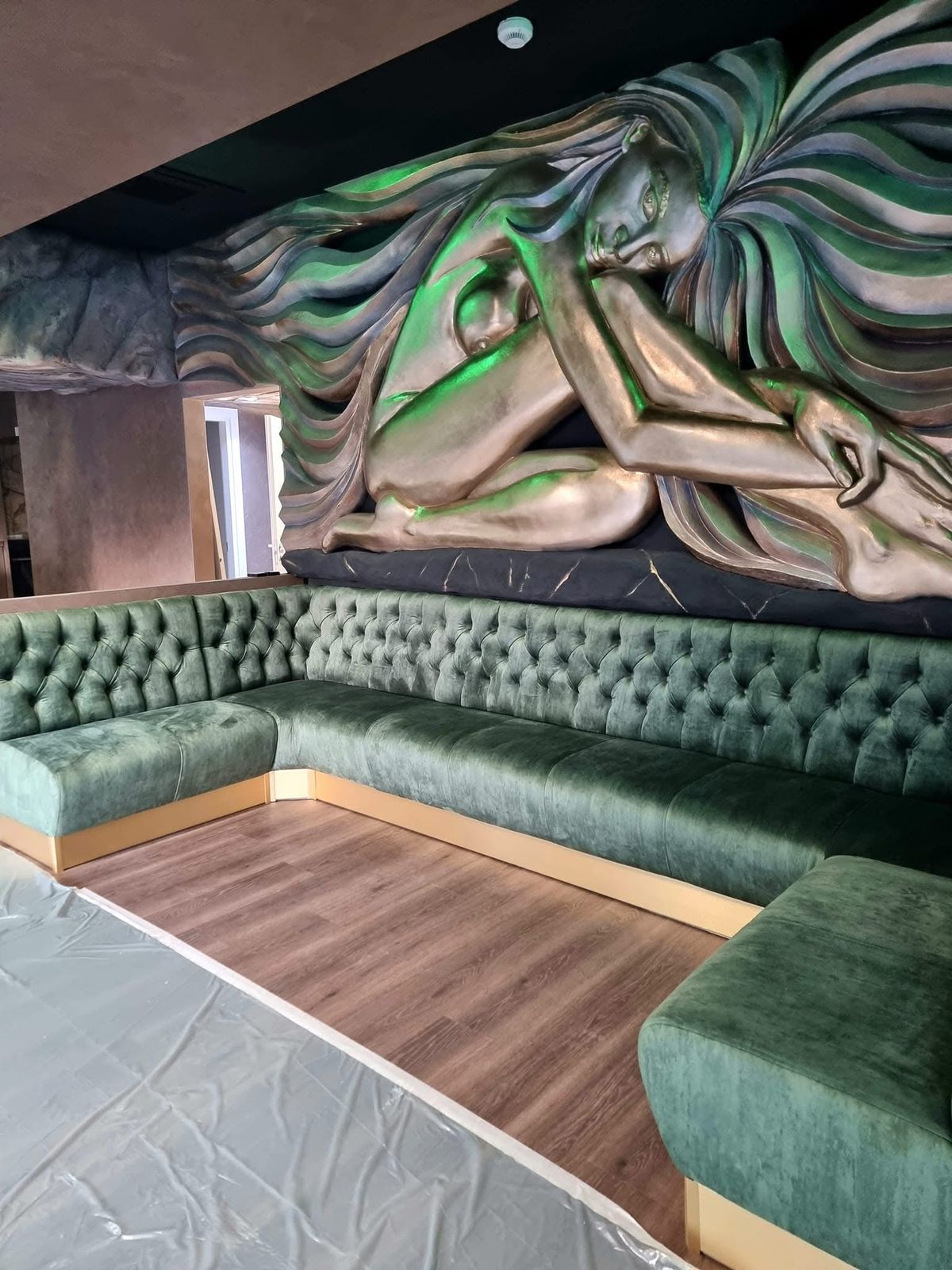 Banchetă capitonată verde, lounge