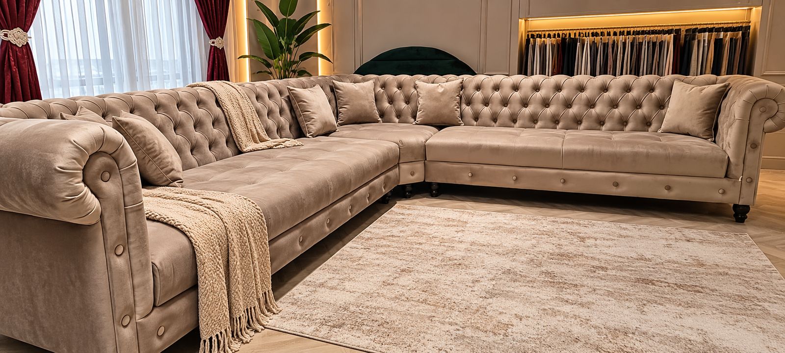 Colțar Chesterfield bej